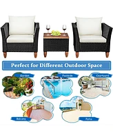Gouun 3 Pieces Outdoor Patio Rattan Furniture Set with Table