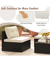 Gouun 5 Pieces Outdoor Patio Furniture Set with Cushions and Table