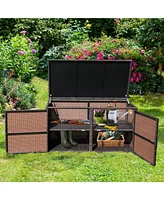 Gouun 88 Gallon Garden Patio Rattan Storage Container Box