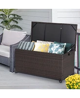 Gouun Outdoor Wicker Storage Box with Zippered Liner-50 Gallon