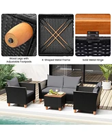 Gouun 4 Pieces Outdoor Conversation Set with Storage Table