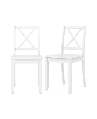 Gouun Wood Dining Chair Set of 2 with Rubber Wood Legs and Curved Backrest