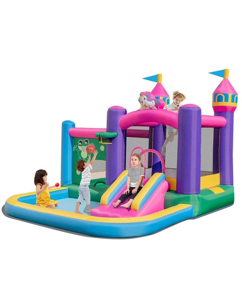 Gouun 6-in-1 Kids Blow up Castle with Slide and Jumping Area and Ball Pit Pools without Blower