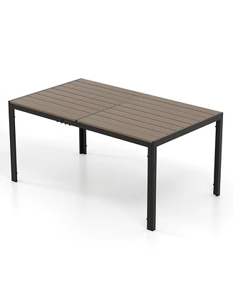 Gouun 59 x 35 Inch Large Outdoor Rectangle Dining Table with Metal Legs