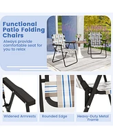 Gouun 2 Pieces Folding Beach Chair Camping Lawn Webbing Chair-Cofee