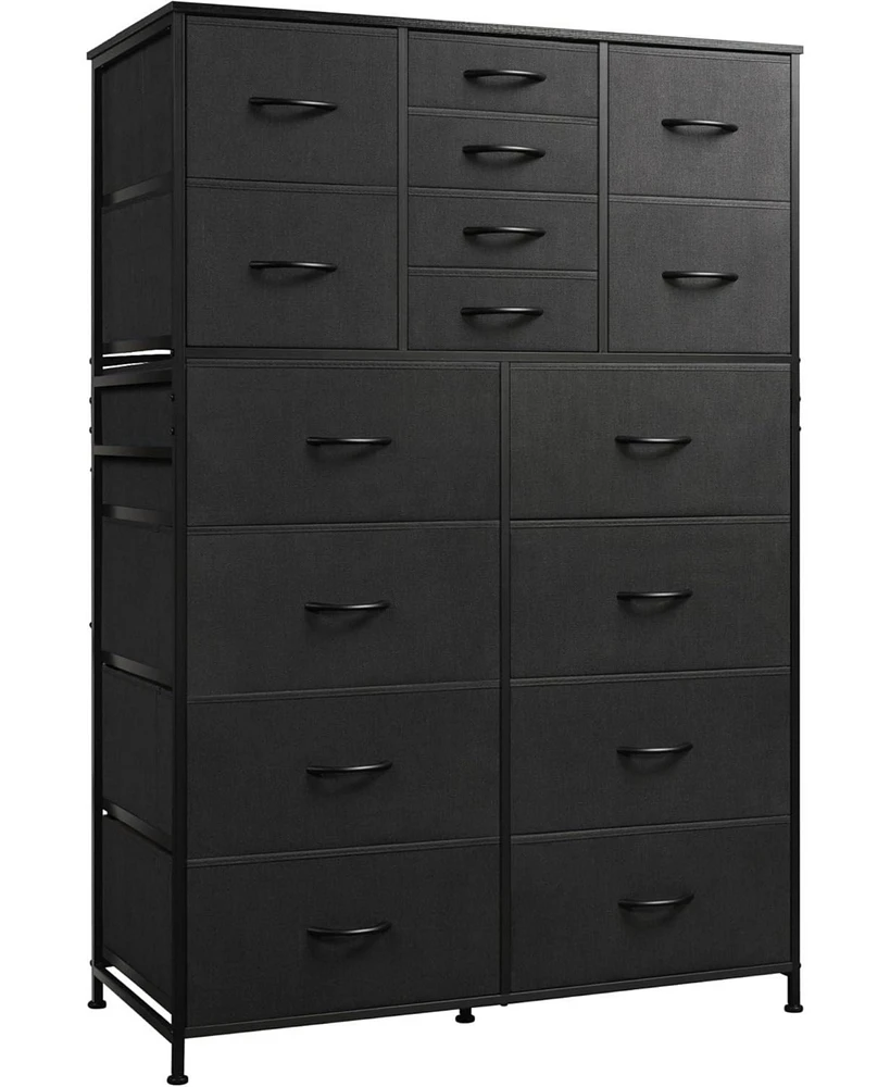 Wlive 16 Drawers Dresser Tall for Bedroom Closet Hallway Storage Organizer unit Large Dressers & Chests of with Fabric Bins