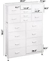 Wlive 16 Drawers Dresser Tall for Bedroom Closet Hallway Storage Organizer unit Large Dressers & Chests of with Fabric Bins