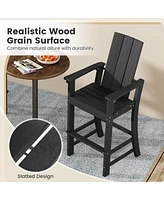 Gouun Tall Adirondack Chair Outdoor Bar Stool with Ergonomic Backrest for Backyard