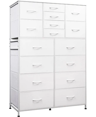 Wlive 16 Drawers Dresser Tall for Bedroom Closet Hallway Storage Organizer unit Large Dressers & Chests of with Fabric Bins