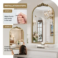LuxenHome Gold Frame Arch 31.5-Inch Tall Wall Accent Mirror
