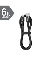 Brookstone Leather Tipped 6 Foot Mfi Certified Sync and Charge Lightning Cable