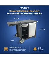 Razor Universal Rolling Prep Cart for Portable Outdoor Griddle and Grills, Black