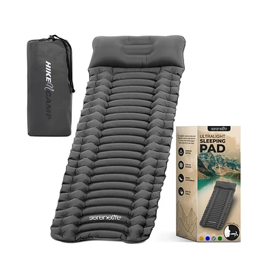 SereneLife Ultralight Sleeping Pad with Carrying Bag, Compact & Self-Inflating, Gray