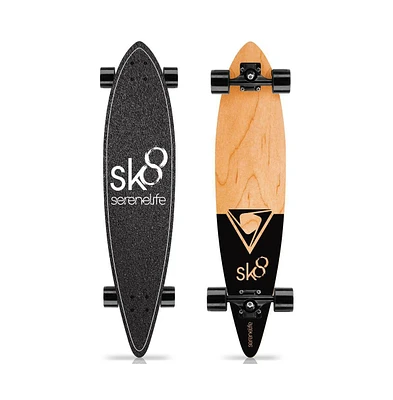 SereneLife 8" Canadian Maple Deck Skateboard, Mini Cruiser for All Ages (Black)