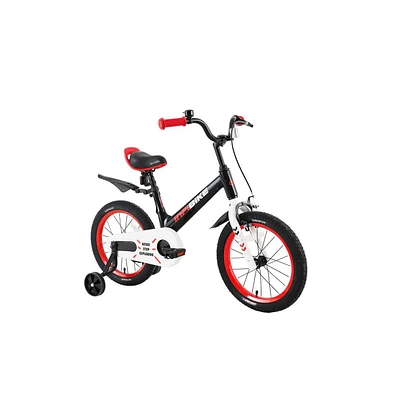 SereneLife 16" Kid's Bicycle with Dual Brakes, Training Wheels & Kickstand, Black