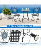 Gouun 3 Piece Patio Bistro Set with Mosaic Pattern