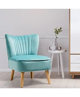 Gouun Modern Armless Velvet Accent Chair with Wood Legs