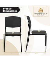 Gouun Modern Plastic Dining Chair Set of 2 with Metal Legs and Curved Back