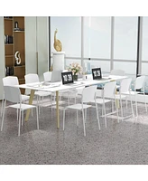 Gouun Modern Plastic Dining Chair Set of 2 with Metal Legs and Curved Back