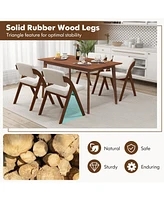 Gouun Set of 2 Folding Kitchen Dining Chairs with Rubber Wood Legs