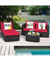 Gouun 5 Pieces Patio Rattan Sectional Furniture Set with Cushions and Table