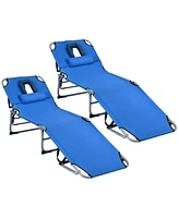 Gouun Folding Chaise Lounge Chair with Face Hole for Beach