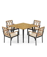 Gouun Outdoor Dining Table and Chairs with Cushions and 1.9 inches Umbrella Hole