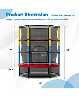 55 Inch Mini Trampoline for Kids with Safety Enclosure Net for Indoor Outdoor