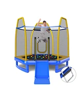 Gouun 7 Feet Trampoline with Ladder and Slide for Indoor and Outdoor