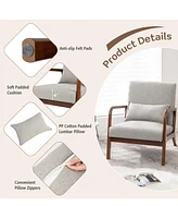 Gouun Modern Accent Chair with Rubber Wood Frame and Lumbar Pillow