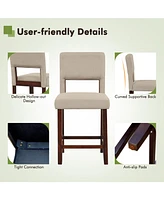 Gouun 2 Piece Bar Chair Set with Hollowed Back and Rubber Wood Legs