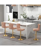 Gouun Set of 2 Bar Chairs with Footrest Electroplated Metal Base and Anti-Slip Ring