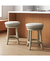Gouun 24 Inches Swivel Bar Stools Set of 2 wth Wooden Frame-24 inches