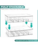 Sorbus Pack Clear Stackable Plastic Sunglass Holder with Hinged Lid for Eyewear Display Includes 5 Sections