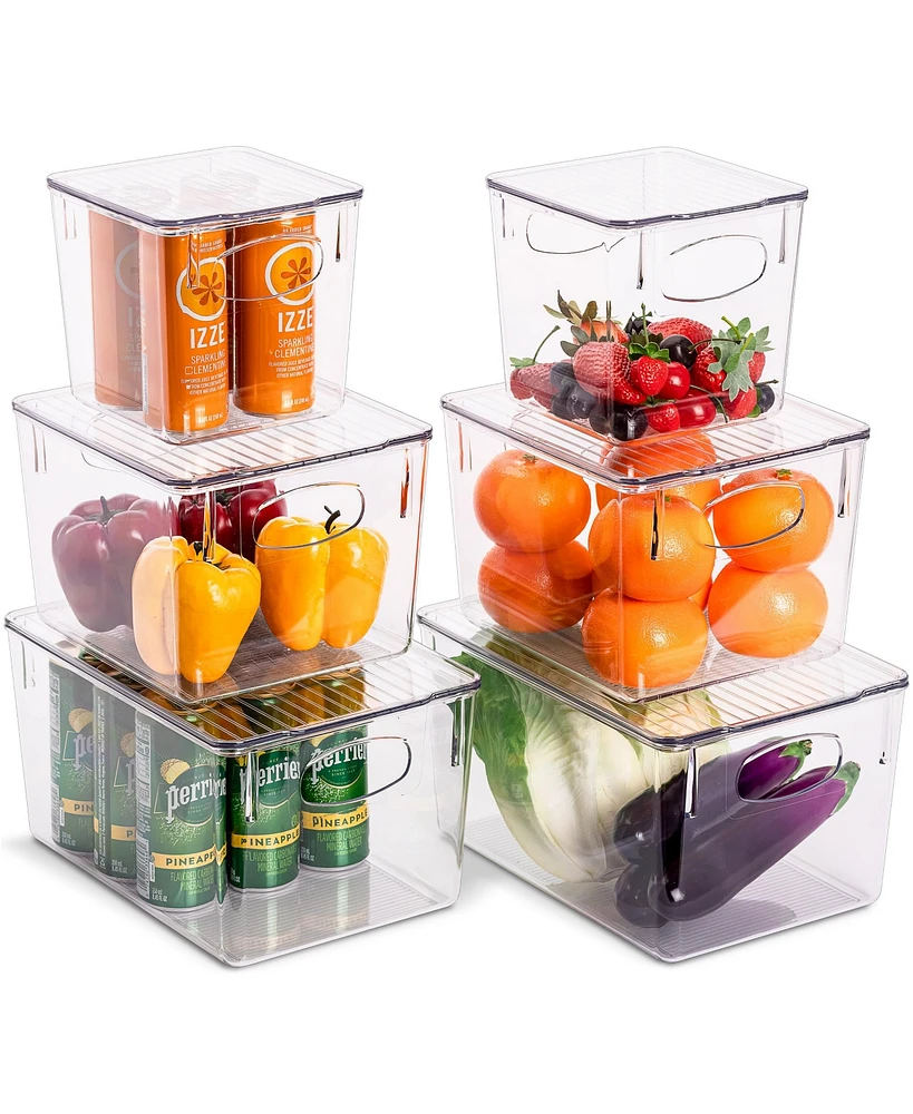 Sorbus 6 Piece Variety Pack Clear Acrylic Storage Bins with Handles and Lids