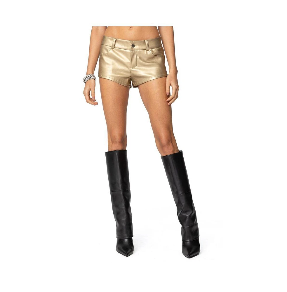 Edikted Women's Melodi Faux Leather Micro Shorts