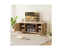 gaomon Boho Tv Stand for 75 Inch, Rattan Entertainment Center with 2-Tier Storage