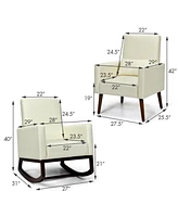 Gouun 2-in-1 Fabric Upholstered Rocking Chair with Pillow