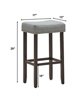 Gouun Set of 2 Nailhead Saddle Bar Stools 29 Inch Height