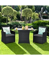 Gouun 3 Pieces Patio Rattan Furniture Set with Cushion and Sofa Armrest