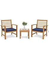 Gouun 3 Pieces Outdoor Furniture Set with Soft Seat Cushions