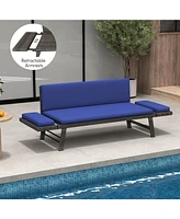 Gouun Outdoor Convertible Sofa Daybed with Adjustable Armrests for Balcony