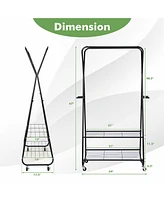 Gouun Heavy Duty Clothes Rack on Wheels with Shelves