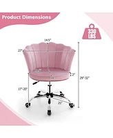 Gouun Adjustable Vanity Velvet Chair with Seashell Back and Wheels