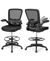 Gouun Height Adjustable Drafting Chair with Flip Up Arms
