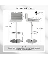 Gouun Set of 2 Adjustable Heights Barstool with Pu Leather