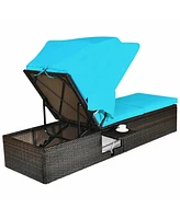 Gouun Outdoor Chaise Lounge Chair with Folding Canopy