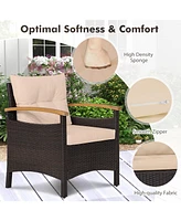 Gouun 3 Pieces Patio Rattan Furniture Set with Removable Cushion