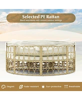 Outdoor Patio Round Daybed with Retractable Canopy and Soft Cushions
