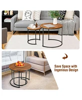 Gouun Set of 2 Modern Round Stacking Nesting Tables for Living Room